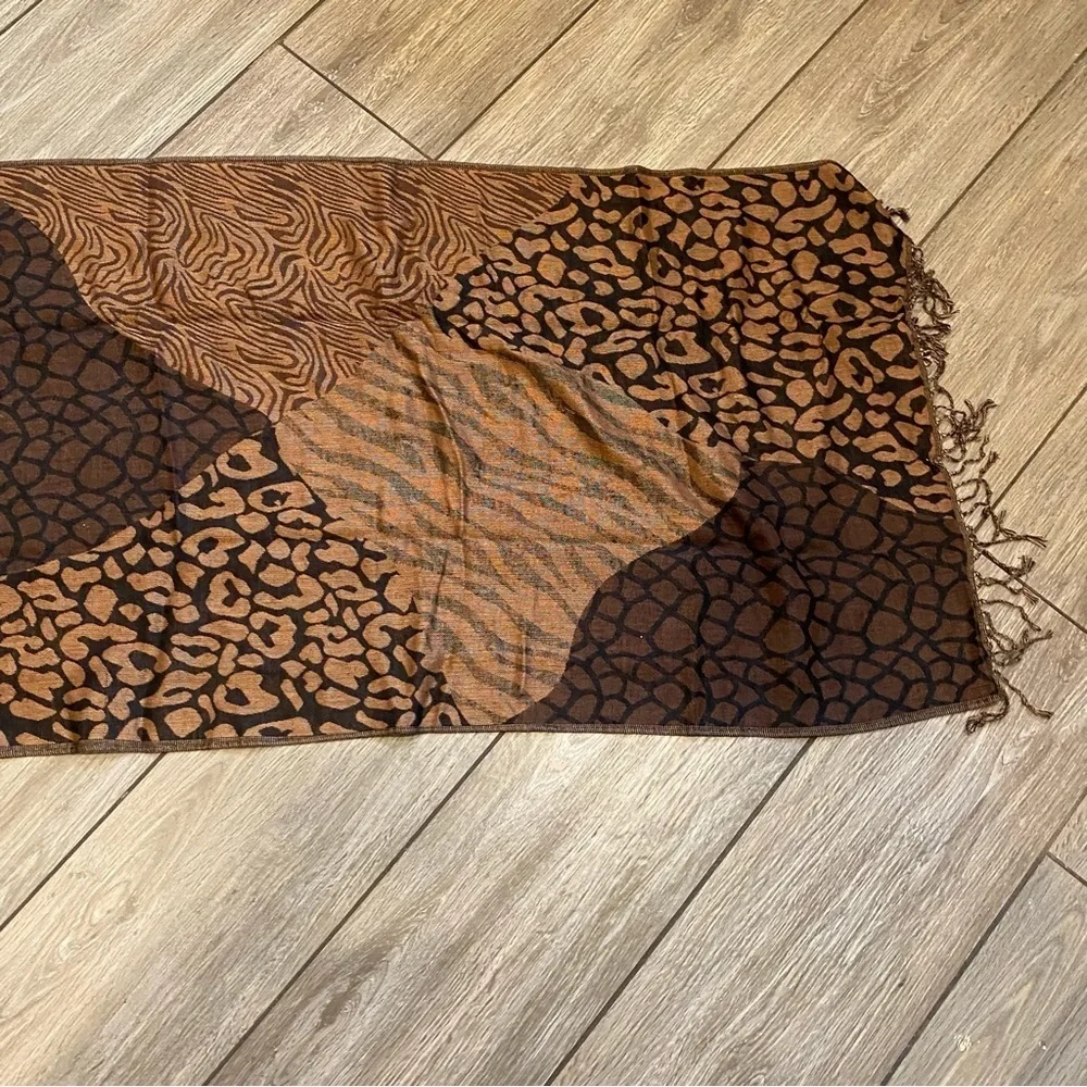 Brown Animal Print Wrap Scarf